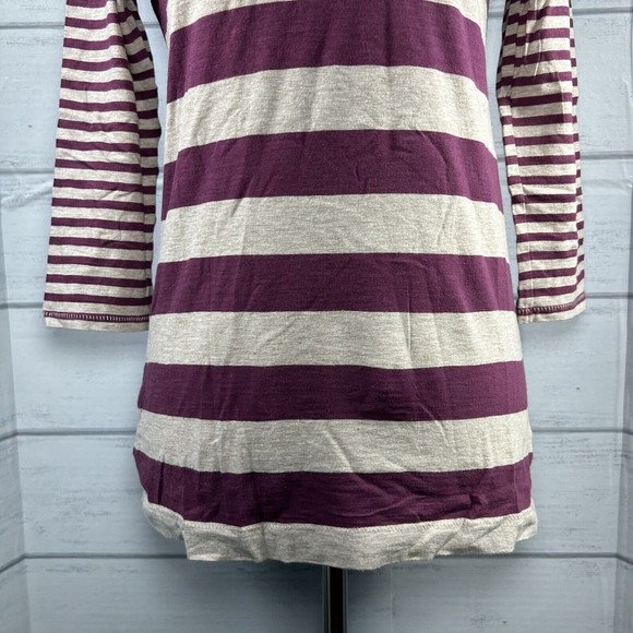 Ann Taylor LOFT Women's Top 3/4 Sleeve Striped Cotton Shirt Purple Size Small - Picture 4 of 10